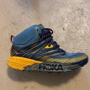 Hoka Vibrant Blue and Yellow High-Top Shoes